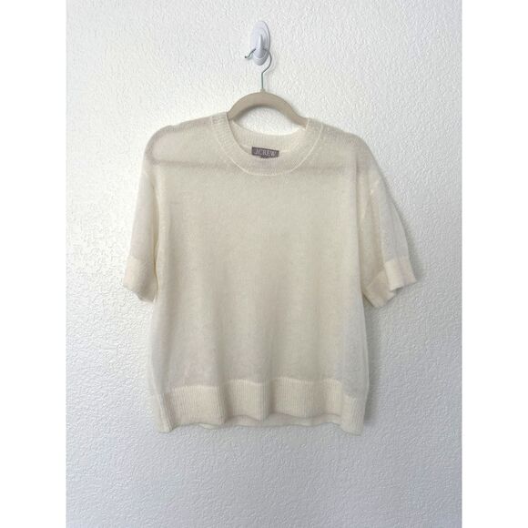 J. Crew Alpaca-Blend Oversized Sweater T-shirt Size Small Cream - Picture 2 of 9